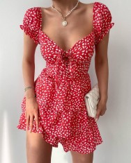 Rochie Scurta Cu Desen-Rosu foto