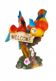 Cumpara ieftin Statueta decorativa, Papagali pe creanga, Welcome, Portocaliu, 18 cm, 1025DD4
