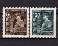? (S40) Germania Reich 1944 Protectorat Boemia ?i Moravia/ Aniversare-Adolf Hitler ,serie Mi.136-137 , MNH ( posibile mici cute/puncte pe verso ) foto