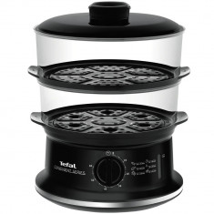 Aparat de gatit cu aburi Tefal VC1401, 900W, Timer, oprire automata, depozitare compacta, grile detasabile, Negru