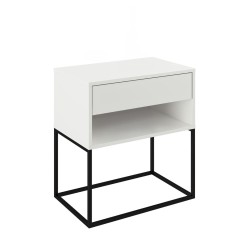 Noptiera DTD alb metal negru Arti 60x38,4x65 cm