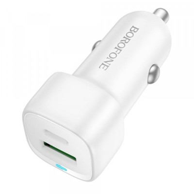Incarcator Auto Borofone BZ34B Cloud, 20W, 3A, 1 x USB-A - 1 x USB-C, Alb foto