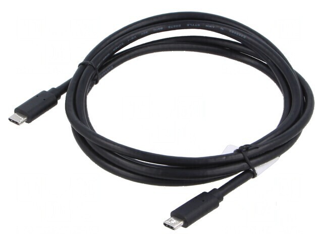 Cablu USB 3.1 USB C aurit 1,8m negru