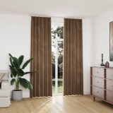 Draperii Opace Catifea Bej 140x245cm vidaXL, 2 Bucati, cu Carlige Metalice - Perdele Moderne Dormitor/Living