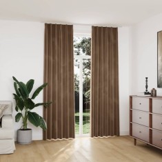 vidaXL Draperii opace cu c&acirc;rlige, 2 buc., bej, 140x245 cm, catifea