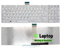 Tastatura Laptop Toshiba C55T-A Alba cu rama uk foto