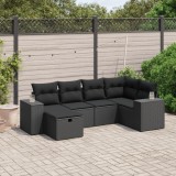 Cumpara ieftin Gossi set mobilier de gradina cu perne, 6 piese, negru, poliratan
