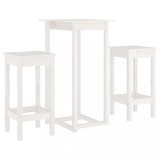 Cumpara ieftin Set mobilier de bar, 3 piese, alb, lemn masiv de pin