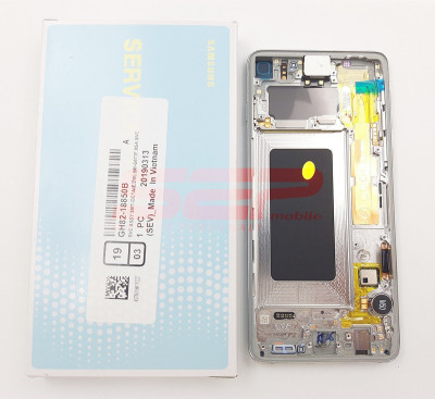 LCD+Touchscreen cu Rama Samsung Galaxy S10 / G973F PRISM WHITE original foto