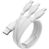 Cablu alimentare si date Baseus Ultra-Fast One-for-three Retractable, pt smartphone,USB la Micro-USB+Lightning+USB Type-C 3.5A, 1.3m, alb