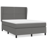 Cumpara ieftin Pat box spring cu saltea, gri, 140x200 cm, piele ecologica