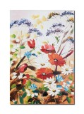 Tablou maci si margarete in camp, pictat manual, 60x40cm ulei pe panza in cutit efect 3D, Valentin Pop