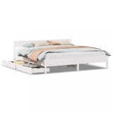 Cumpara ieftin Cadru de pat fara saltea, alb, 160x200 cm, lemn masiv pin
