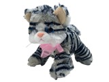 Jucarie pisica Gri tigrata cu ochi mari de plus 29 cm