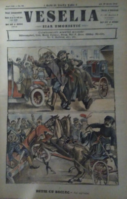 Ziarul Veselia : BEȚIE CU BUCLUC - gravură, 1913 foto