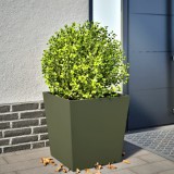 Jardiniera Gradina vidaXL Verde Masliniu 50x50x50cm Otel Ghiveci Exterior Interior