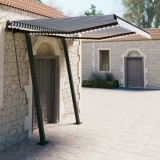 VidaXL Copertină retractabilă manual cu LED, albastru&amp;alb, 3x2,5 m