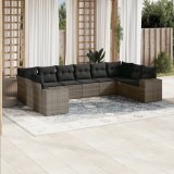 vidaXL Set mobilier de grădină cu perne, 10 piese, gri, poliratan 3255407