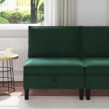 vidaXL Sofa cu Depozitare Verde &icirc;nchis Catifea 42027107