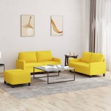 vidaXL Set de canapele cu perne, 3 piese, galben deschis, textil