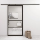 VidaXL Ușă glisantă, negru, 102,5x205 cm, aluminiu și sticlă ESG
