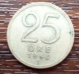 (A70) MONEDA DIN ARGINT SUEDIA - 25 ORE 1946, LIT. TS, REGELE GUSTAF V