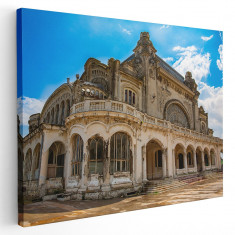 Tablou canvas cazinoul din Constanta alb, crem, albastru 1253 Tablou canvas pe panza CU RAMA 50x70 cm