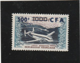 Reunion 1954-Transp.,Avion,Suprat.,MLH, CFA 500 F/1000 f,Mi.373,(urma sarniera), Transporturi, Nestampilat