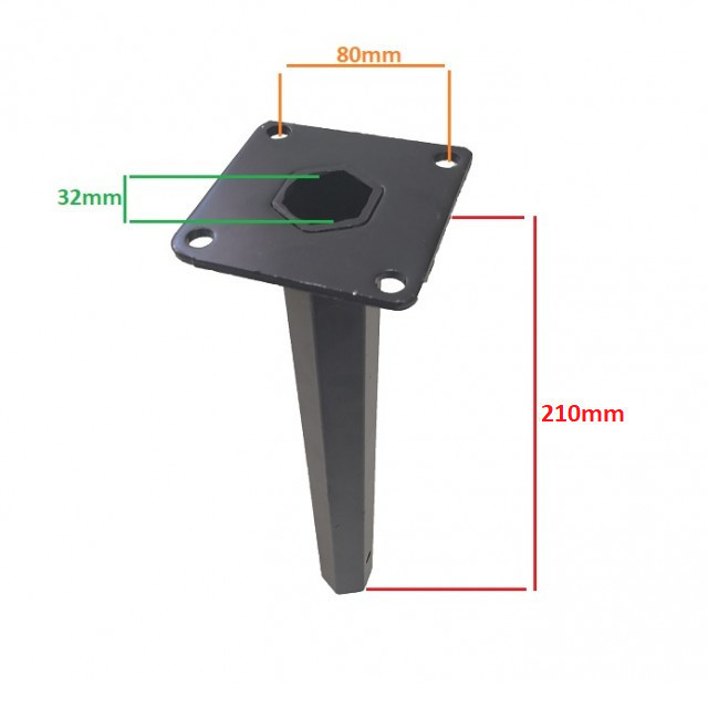 Manicot roata motocultor baza patrata (h 210mm) (ax hexagonal 32mm)