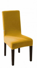 Set 4 huse scaun universale, elastice pentru scaune galben mustar foto