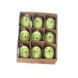 Set 9 oua decorative Paste din plastic verde 3x4 cm