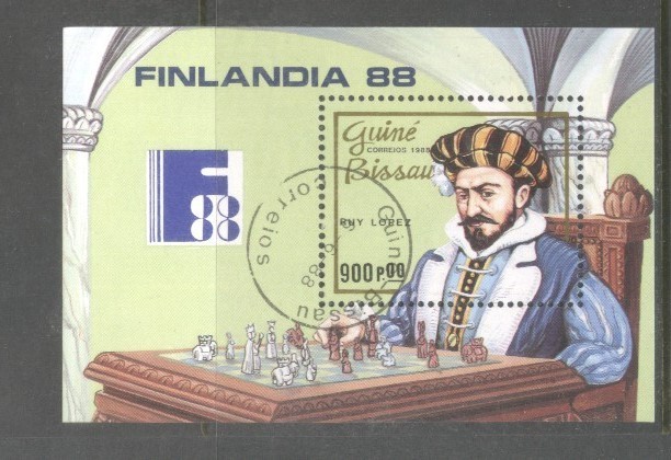 Guinee Bissau 1988 Chess Finlandia perf. sheet Mi.B274 used TA.125