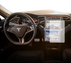 Folie Protectie Navigatie Tesla Model X 2015-2021, Duragon, protectie Display Navigatie, silicon Transparent, Anti-zgarieturi, kit instalare