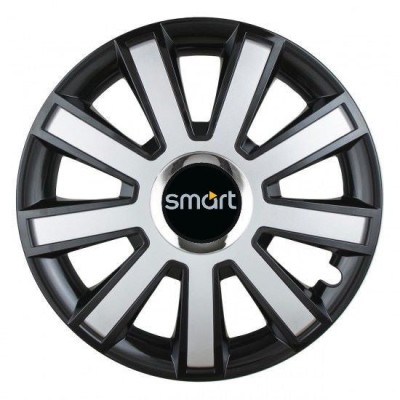 Set 4 capace roti Silver/black cu inel cromat R14 Compatibil Cu Smart foto