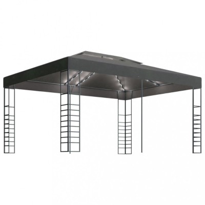 Pavilion cu sir de lumini LED, antracit, 3x4 m foto