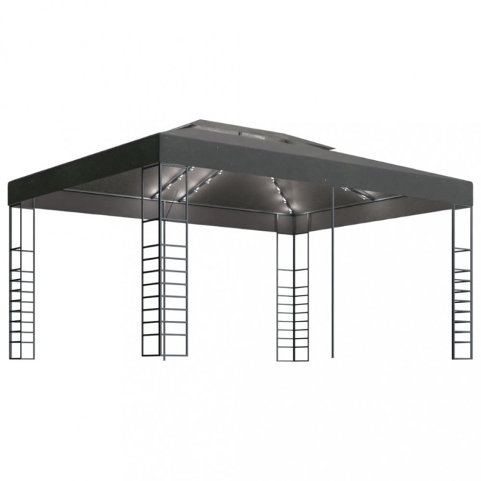 Pavilion cu sir de lumini LED, antracit, 3x4 m