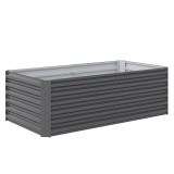 Outsunny Pat de Grădină Ridicat pentru Exterior cu Fund Deschis și Bare de Susținere, Jardinieră din Oțel Galvanizat, pentru Flori, Legume, Balcon sau
