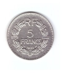 Moneda Franta 5 francs/franci 1933, stare buna, curata