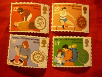 Serie Marea Britanie 1981 - Competitii - Premiul Ducelui de Edinburgh , 4 valori foto