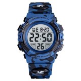 Ceas copii, Pentru baieti, Skmei, Sport, Digital, Alarma, Cronometru, Alarma, Camuflaj, Albastru