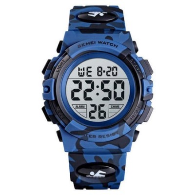 Ceas copii, Pentru baieti, Skmei, Sport, Digital, Alarma, Cronometru, Alarma, Camuflaj, Albastru foto