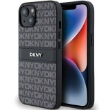 Husa iPhone 15 - DKNY Leather Mono Stripe &amp; Metal Logo (DKHCP14SPRTHSLK) - Black