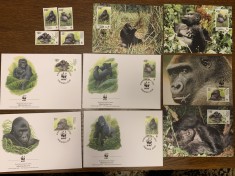 congo - gorila - serie 4 timbre MNH, 4 FDC, 4 maxime, fauna wwf