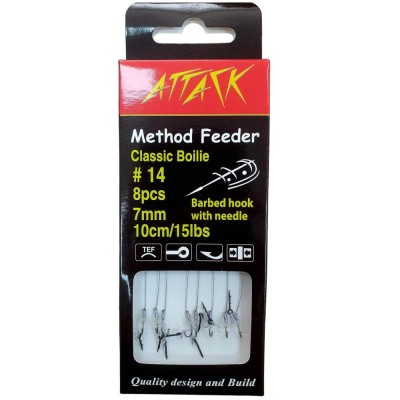 Carlige Legate Attack Method Feeder Rig Barbed Hook with Spike, Nr.8, 10cm, 20lbs, 8buc/pac foto