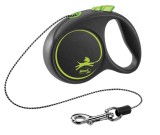 Lesa Flexi Black design, Retractabila, cu Snur, XS, 3m/8kg, Verde