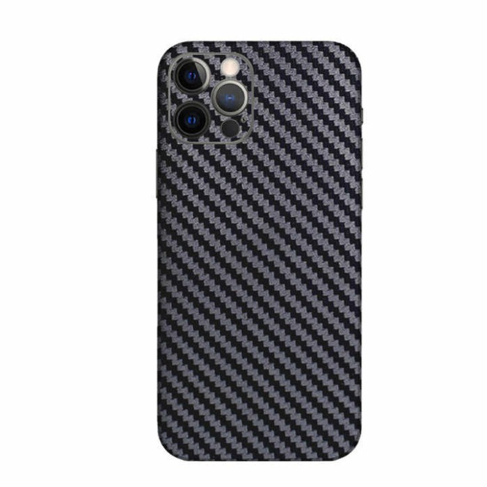 Folie autocolanta Skin, pentru iPhone 15 Plus, carbon negru, protectie spate si laterale