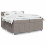 Cumpara ieftin Pat box spring cu saltea, gri taupe, 200x200 cm, textil