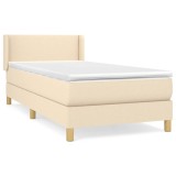 Cumpara ieftin Pat box spring cu saltea, crem, 80x200 cm, textil