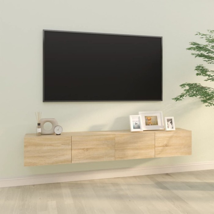 vidaXL Dulapuri TV de perete 2 buc. stejar 100x30x30 cm lemn compozit 804547