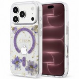 Husa MagSafe pentru Apple iPhone 18 Pro Max / 17 Pro Max, Guess, Resin Flowers and Glitter, Mov